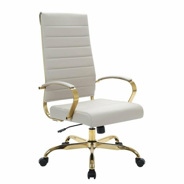 Kd Americana Benmar High-Back Leather Office Chair with Gold Frame, Tan KD2609679
